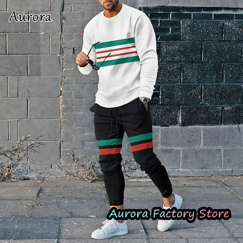New Spring Men's Fashion Tracksuit Casual Long Sleeve T-Shirt Trousers Set Joging Suit Solid Color Outfit Male Chic Clothing kpop cool basic pants sets chic long sleeve top stretch spring male t shirt hooded sweatshirt casual autumn slim fit 2023 trend