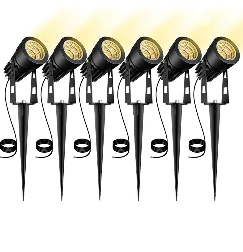 Home 6-12PCS LED Garden Lighting 5W Outdoor Spike Lawn Lamp Waterproof Lighting Spotlights AC110V220V DC12V24V 0.5 Meter Wire lawn lamp garden lighting