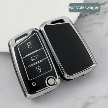 TPU 자동차 플립 키 케이스 커버 쉘, VW 폭스바겐 골프 7 MK7 티구안 MK2 좌석 아테카 레온 FR 2 이비자 스코다 옥타비아용 키리스