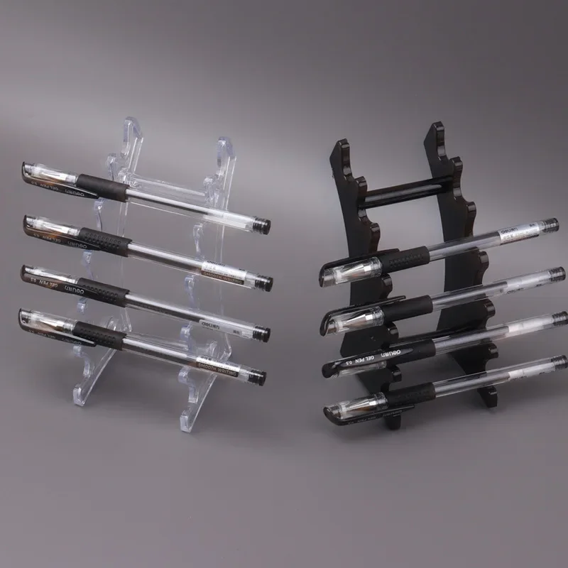 Pen Holder Pen And Brush Holder Desk Organizer Desk Storage Rack Plastic Transparent 6 Slot