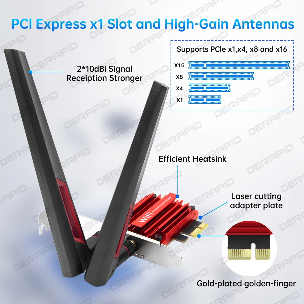 WiFi 7 BE5400 PCIe 네트워크 카드 MT7925 칩 블루투스 5.4 2.4G/5G/6GHz Windows 11/10용 게임 스트리밍 BE200과 유사