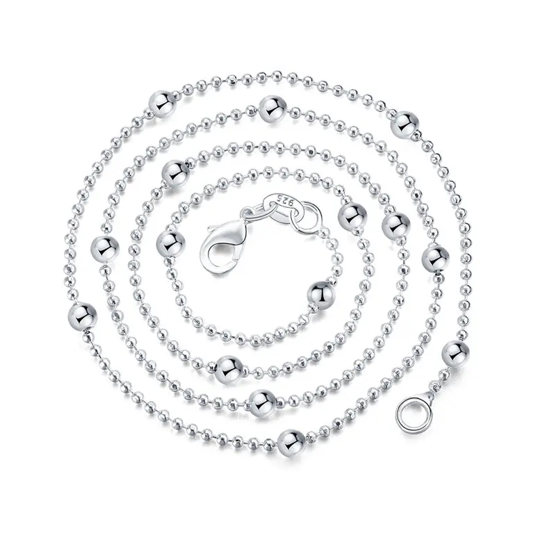 Elegant 925 Sterling Silver Bead Chain Necklace for Women - Perfect for Fashion, Parties, and Weddings