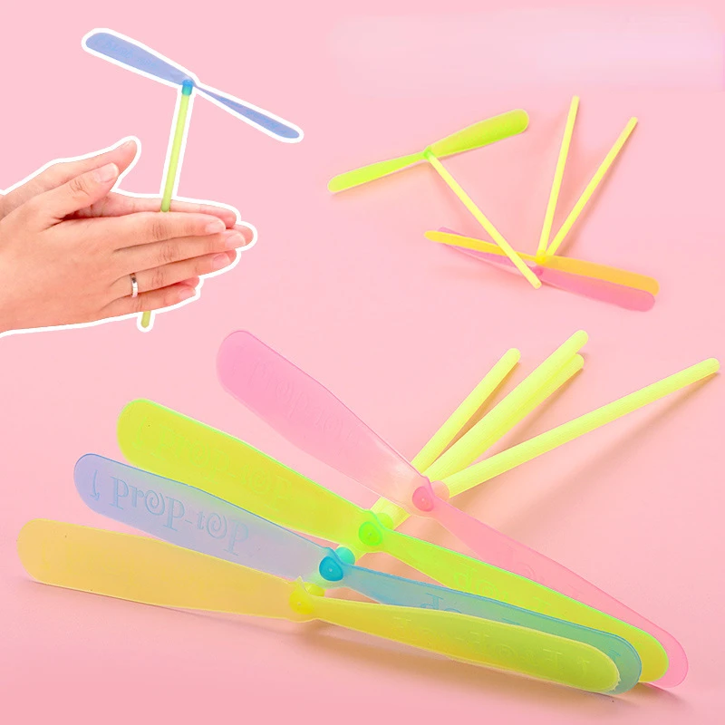 

10pcs Novelty Plastic Bamboo Dragonfly Propeller Baby Kids Outdoor Toy Tradition Classic Nostalgic Toys Flying Arrows
