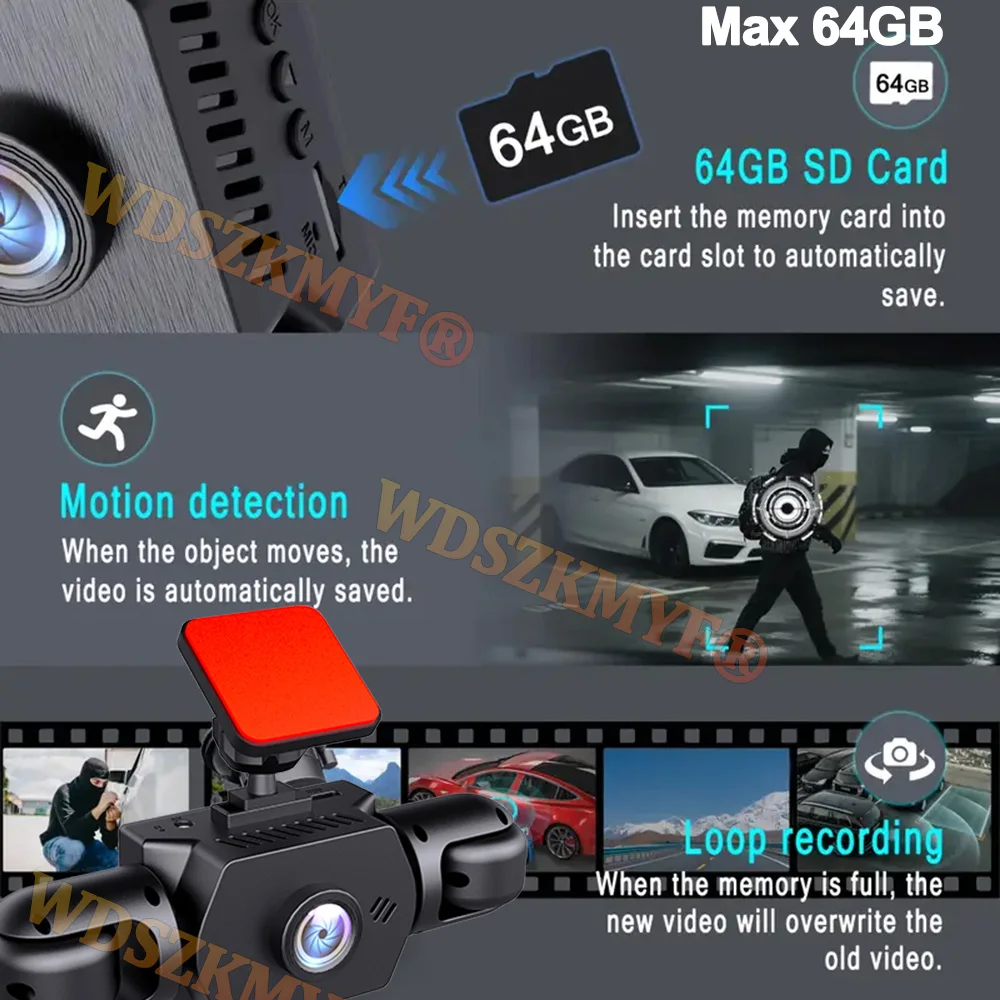 NEW 360° Car Camera 3/4Lens 1080P Dash Cam 2inch Car recording camera Car DVR Front Left right Rear View Camera Black Box