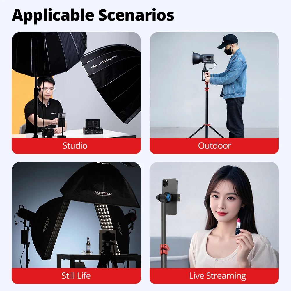 Ambitful GM280 2.8m Light Stand Built-in Air Cushioned Thickened Metal Max Load 10kg for flash AD600BM AD200 LED Light Softbox