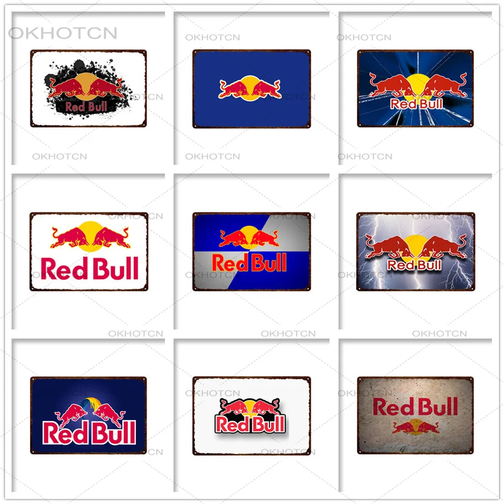 Жестяная винтажная табличка Red Bull металлическая в стиле ретро украшение для дома