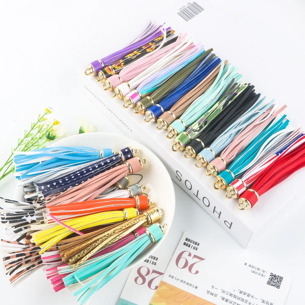 4pcs 85mm Leather Tassel Key Chain Hand Bag Hanging Pendant Ornaments Gift Keyring Jewelry Diy Decoration Bag Tassel Accessories
