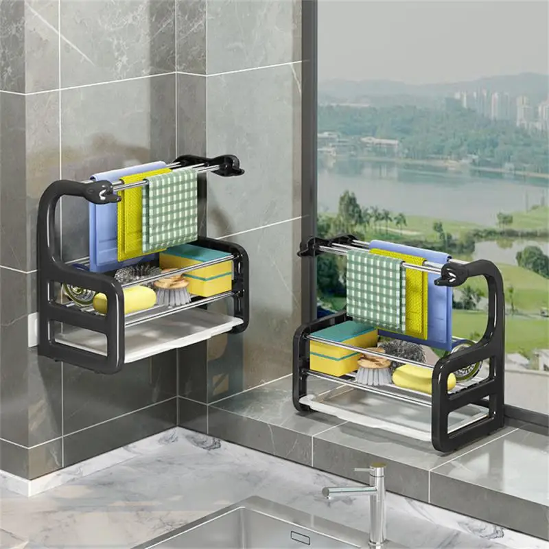 

Стеллаж для слива, органайзер для раковины, стеллаж для кухонной раковины, органайзер для раковины, нескользящий держатель для губки, стеллаж для хранения в ванной комнате