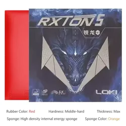 LOKI RXTON 5 High Elasticity Table Tennis Rubber with Sticky Red Surface and High-Density Sponge (Red)