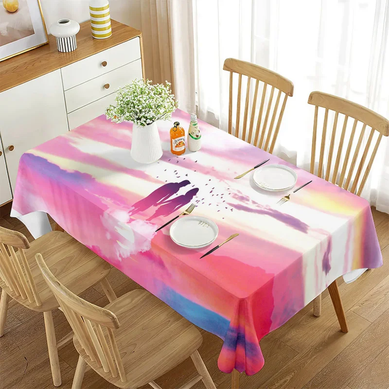 

Cartoon Colourful Sunshine Tablecloth Rectangular Table Cover for Coffee Table Dining Room Kitchen Living Room Picnic Decoration