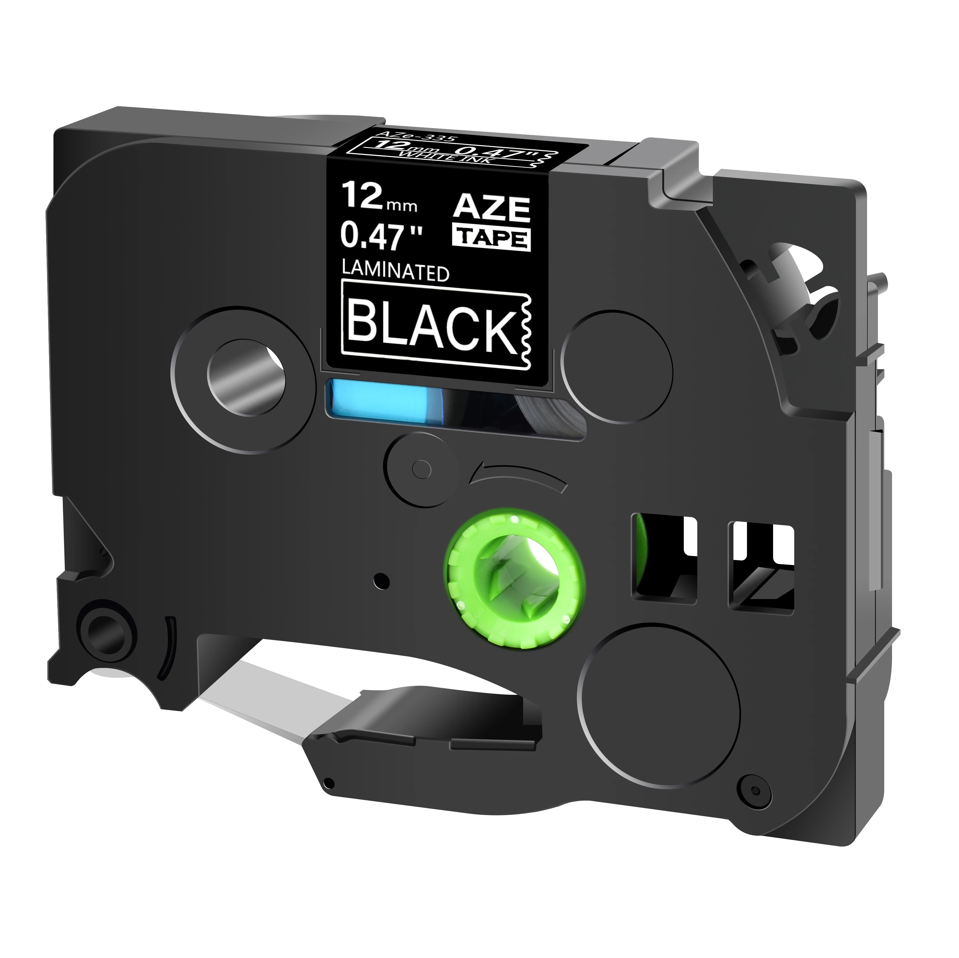 Versatile Black on White Labeling Tape for P-Touch Label Makers, 12mm Width