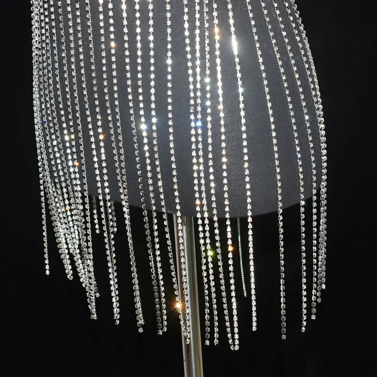 Handmade Luxury Rhinestone Backless Chain Tassel Dress Body Chain Sexy Club Dresses Women Girls Bikini Party Dress