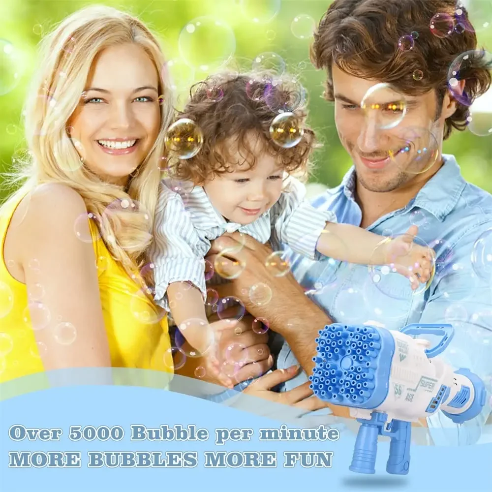Bazooka Bubble Machine ，2023 Upgrade 68 Holes Rocket With LED Bubble Machine ,Kids Adults Birthday Party Wedding Outdoor Play 3