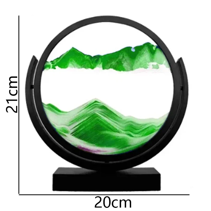 Description Picture 3 of itemArt Flowing Sand Painting Rotatable Hourglass Picture Black Frame Glass Sand Clock Deep Sea Quicksand Home Decoration Sandglass