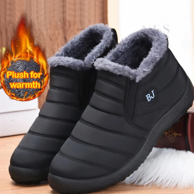 Winter Plush Boots for Men Waterproof Snow Boots Warm Fur Women's Ankle Non-Slip Casual Sneakers Hiking Shoes men sneakers outdoor boots
