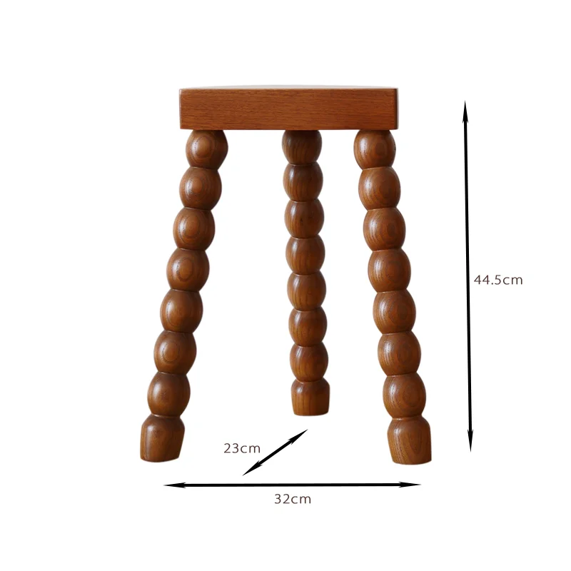 צרפתית רטרו מוצק עץ נמוך שרפרף משובח ליד שולחן המיטה עגול נעל שינוי צבע איפור שרפרף