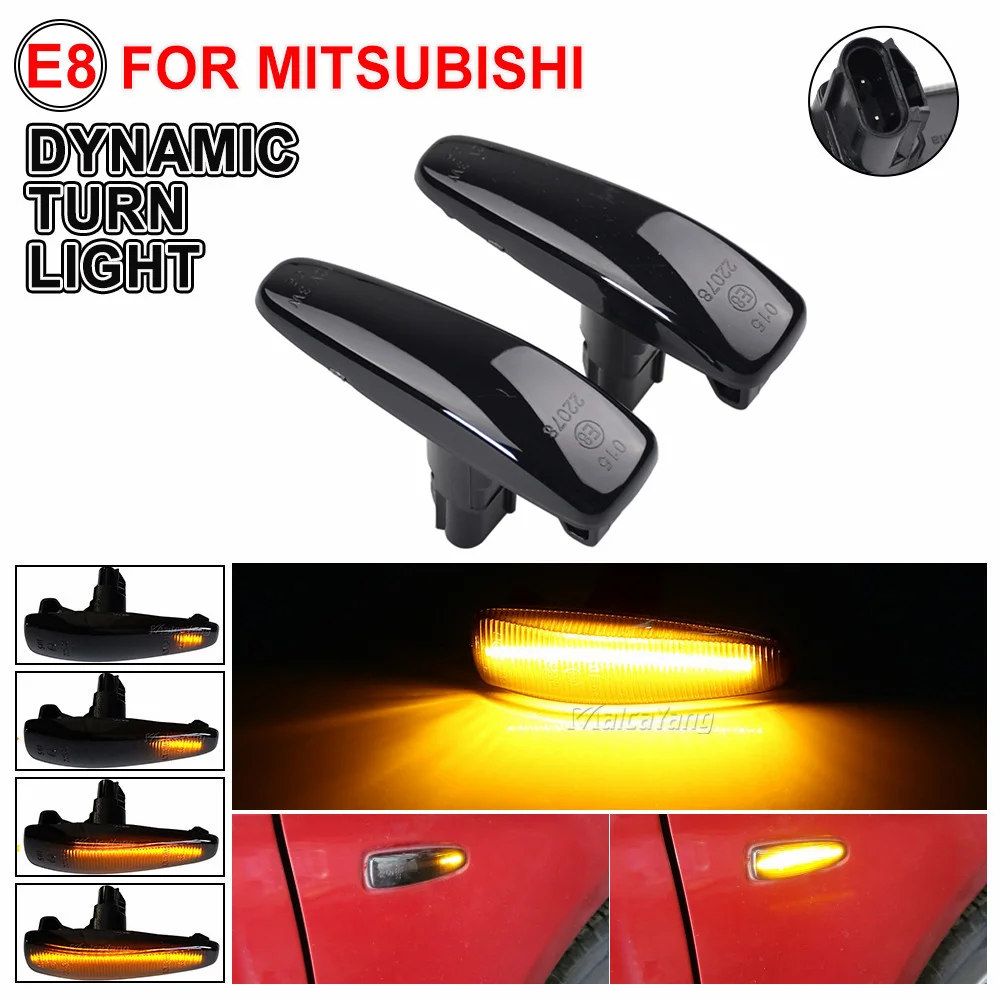 미쓰비시 랜서 EVO X Outlander 스포츠 미라지 2014 + 방향 지시등 마커 램프 용 2pcs 앰버 다이나믹 LED 펜더 사이드 마커
