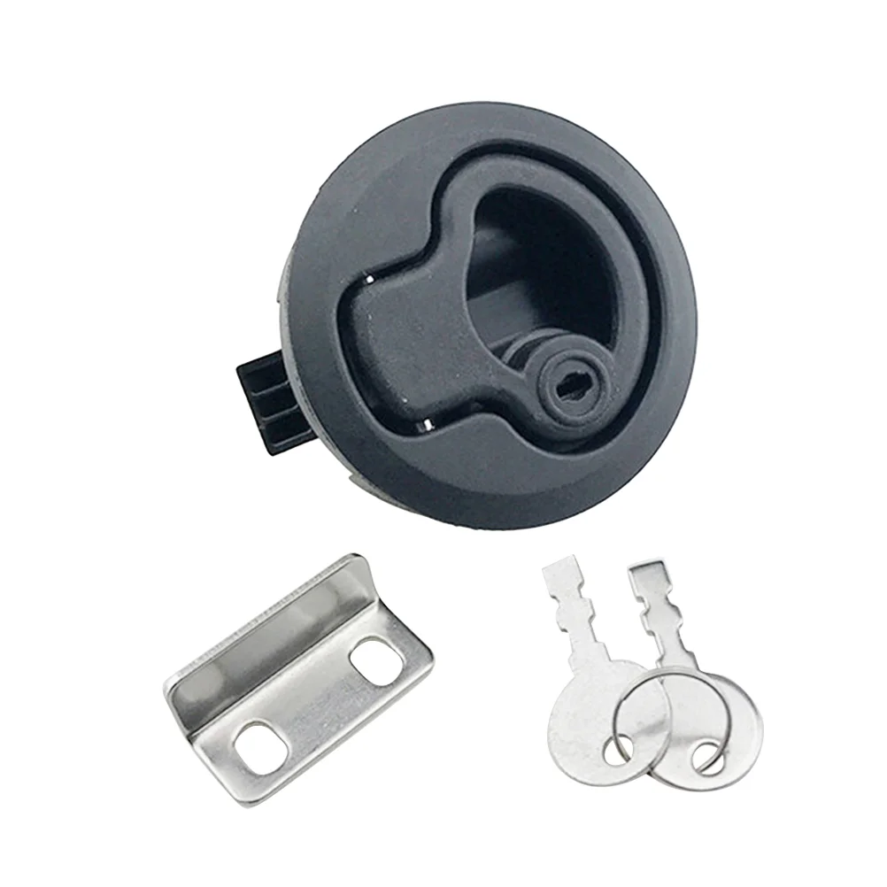 

Lift Handle Flush Mount Hatch Flush Pull Latch Marine Key Door Locking Accessory with 2 Keys for Boat Marine (Black)