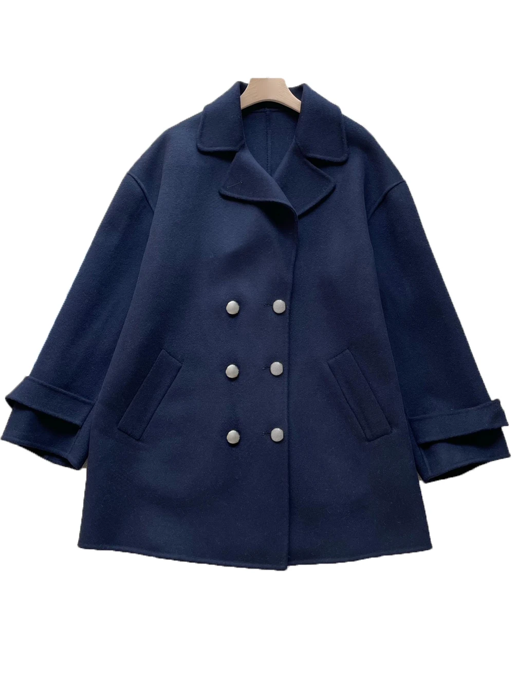 

Tweed jacket lapel short loose fit double-breasted design warm and comfortable 2023 winter new 1212