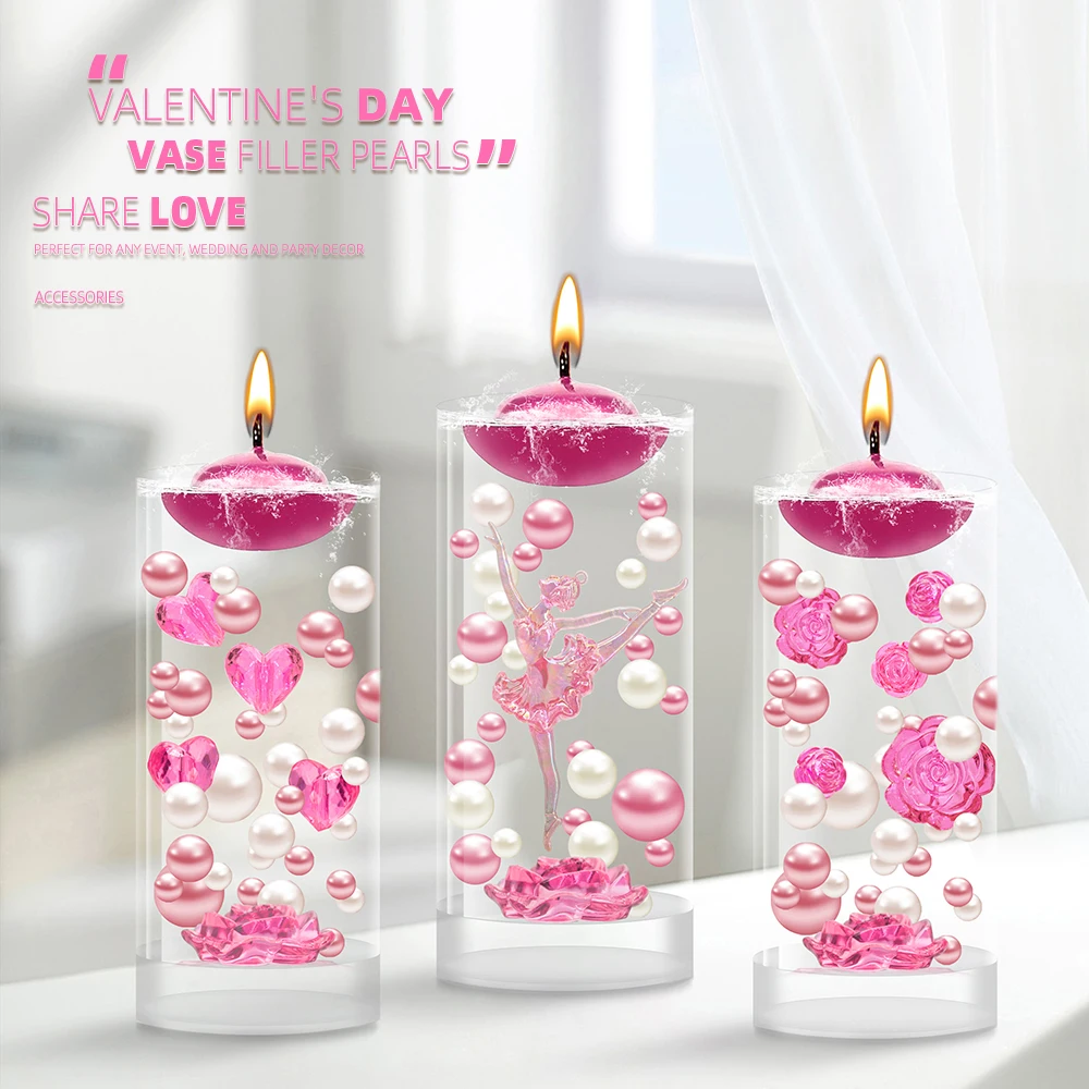Valentine's Day Beads For Vase Fillers, Floating Candles