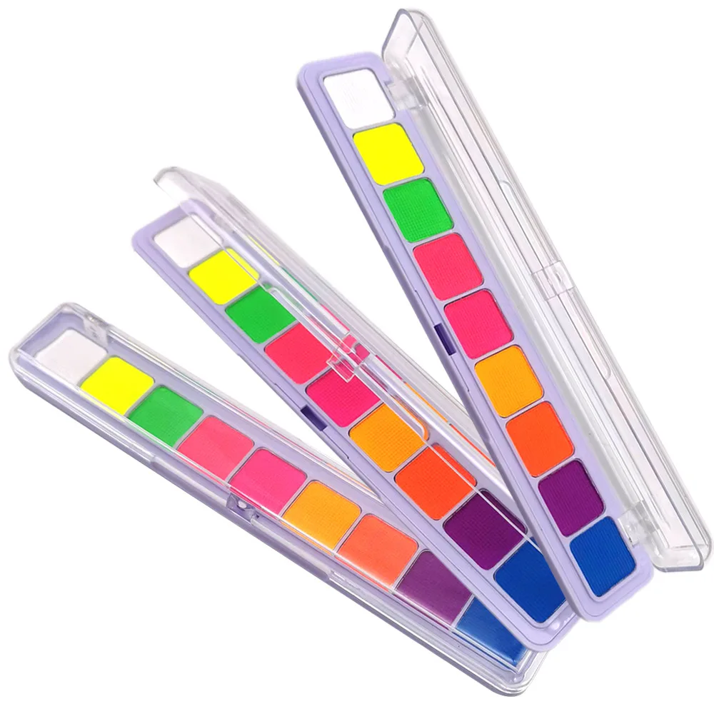 9 Colori Water Activated Eyeliner Eyeshadow Palette Uv Light Neon Reactive Eyeliner Pen Glow In Dark Eye Makeup Pigment Blue