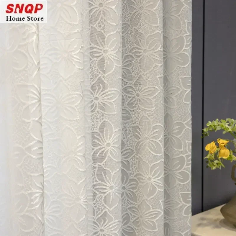 Blackout Curtains European Luxury Tulle Sheer Curtains for Living Room Embroidered Lace Bedroom Jacquard Dining Room Custom Wedding