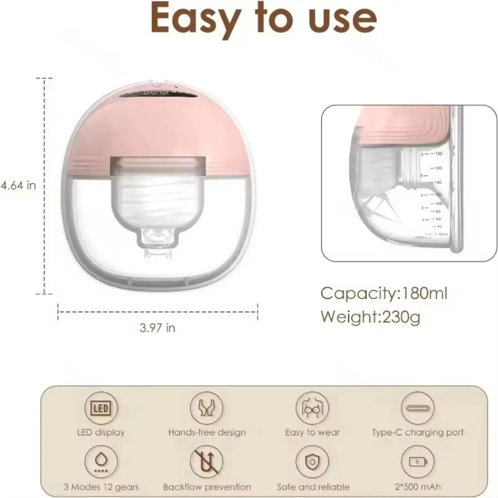 Electric BPA Free Breast Pump for Women Handsfree Portable