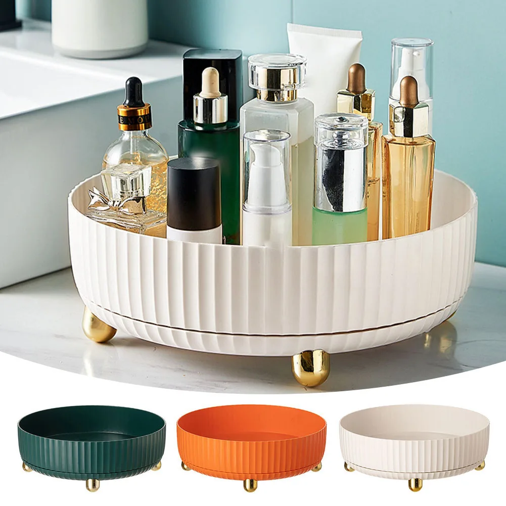 Kitchen Tray 360 Rotating Tray Kitchen Storage Containers for Spice Jar Snack Food Tray Bathroom Storage Box Non Slip Cosmetics Organizer