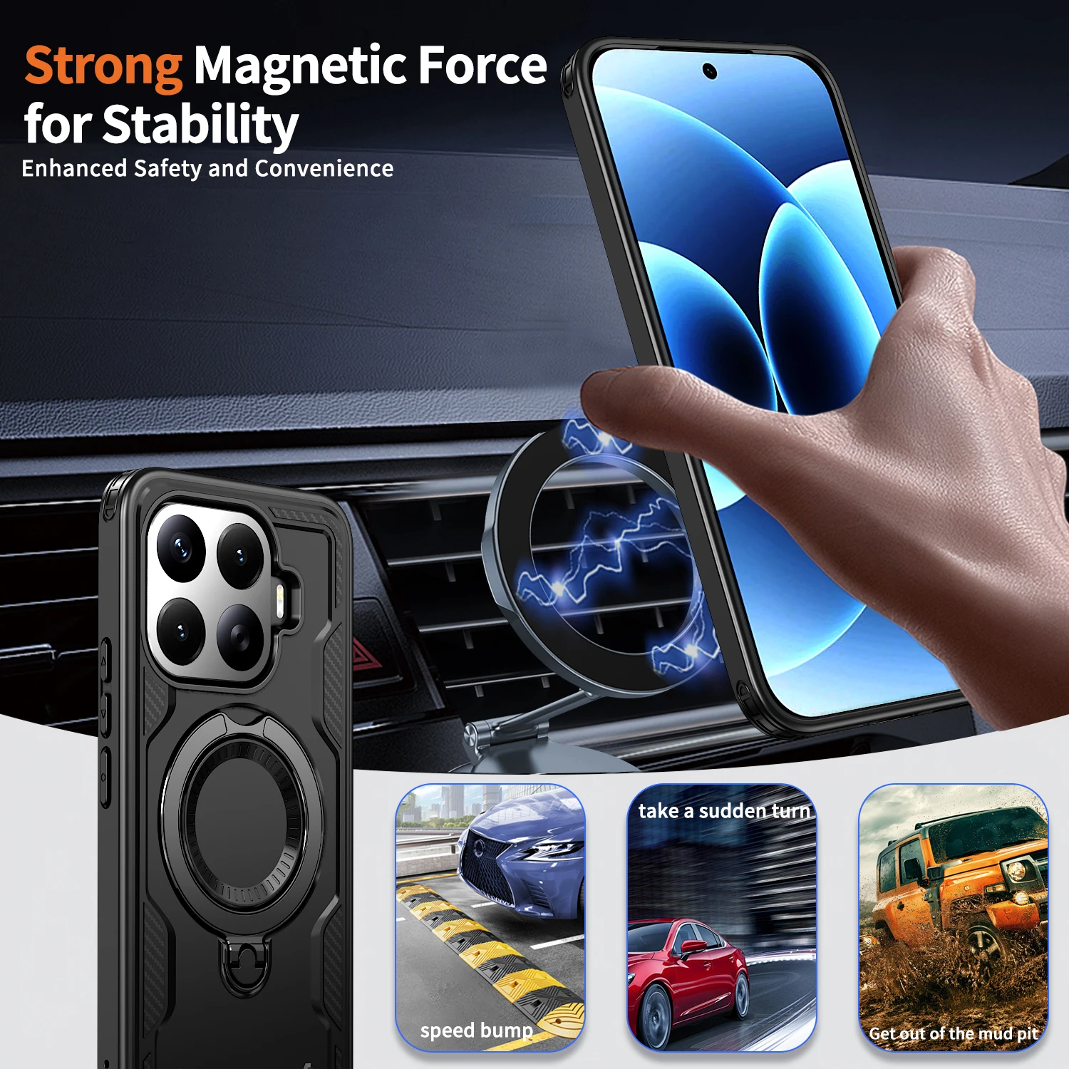 Luxury 360° Rotate Magnetic Stand Holder Shockproof Armor Tough Phone Case Cover