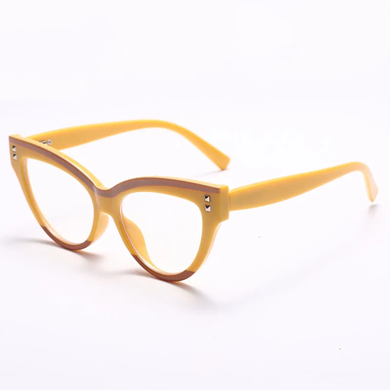 Ins Fashion Cat Eye Anti Blue Light Computer Glasses Vintage Contrasted Colors Optical Glasses Frame Metal Nail Decor Eyewear anti blue light glasses Blue Light Blocking Glasses