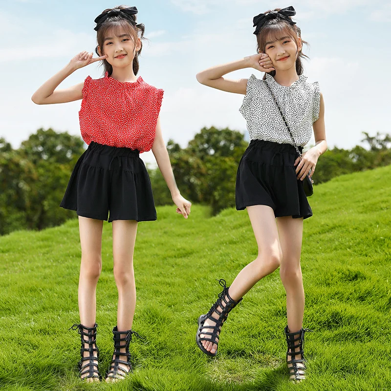 

Fashion Brand Children's Summer Suit 2022 New Sleeveless Knitwear Shorts Girls Spring and Autumn Elastic Waist Origin Breathable