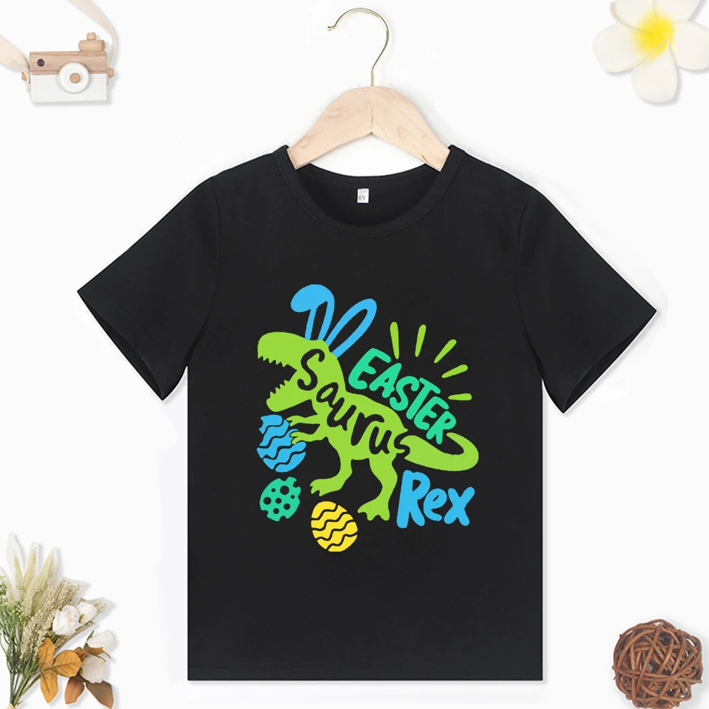 Dinosaur Creativity Print Pink Child T-Shirts Easter Saurus Rex Letters All-match Popular Exquisite Kids Tops Clothes Dropship 2