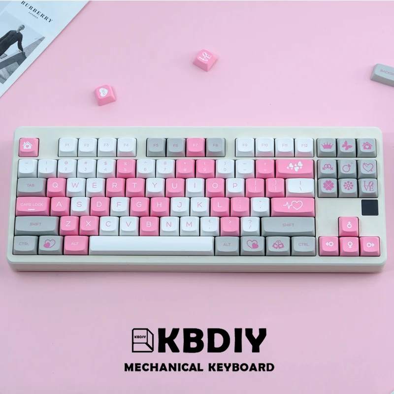 

KBDiy 165 Keys Valentine Keycap XDA Profile PBT Keycaps for Mechanical Keyboard Custom Cute Key Caps Set Tester68 Rk61 K500 GK61