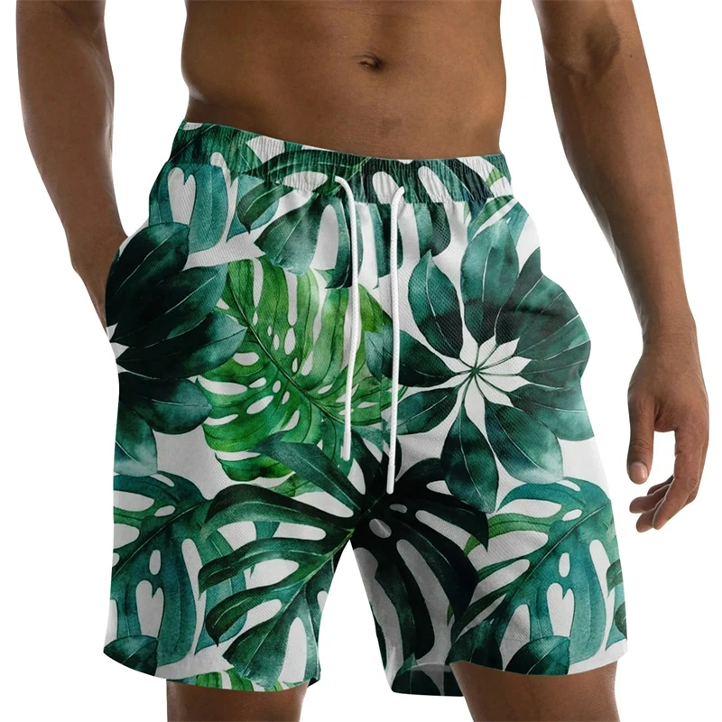 Men Floral Beach Shorts 3D Print Surfing Swimwear