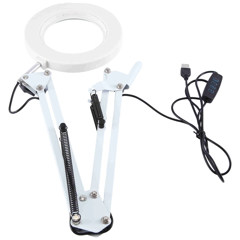 

Magnifying Lamp Metal Swing Arm Magnifier Lamp-10 Levels Brightness, 3 Color Modes 10X Magnification