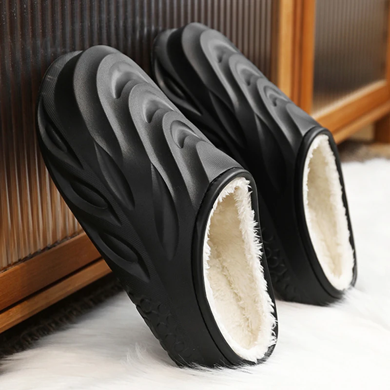 

Winter Women's Slippers Anti Slip Thick Sole Home Cotton Shoes 2024 Outdoor Waterproof Warm Plush Slippers Couple Casual Shoes