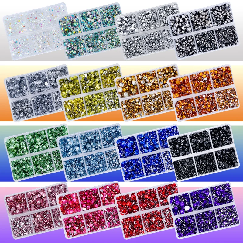 2/3/4/5/6 mm 4500 Stück/Box Harz Strass Kristall Glitzer FlatBack Nicht Hot Fix Harz Strass Set Nail Art Handwerk Dekoration – Detail 3