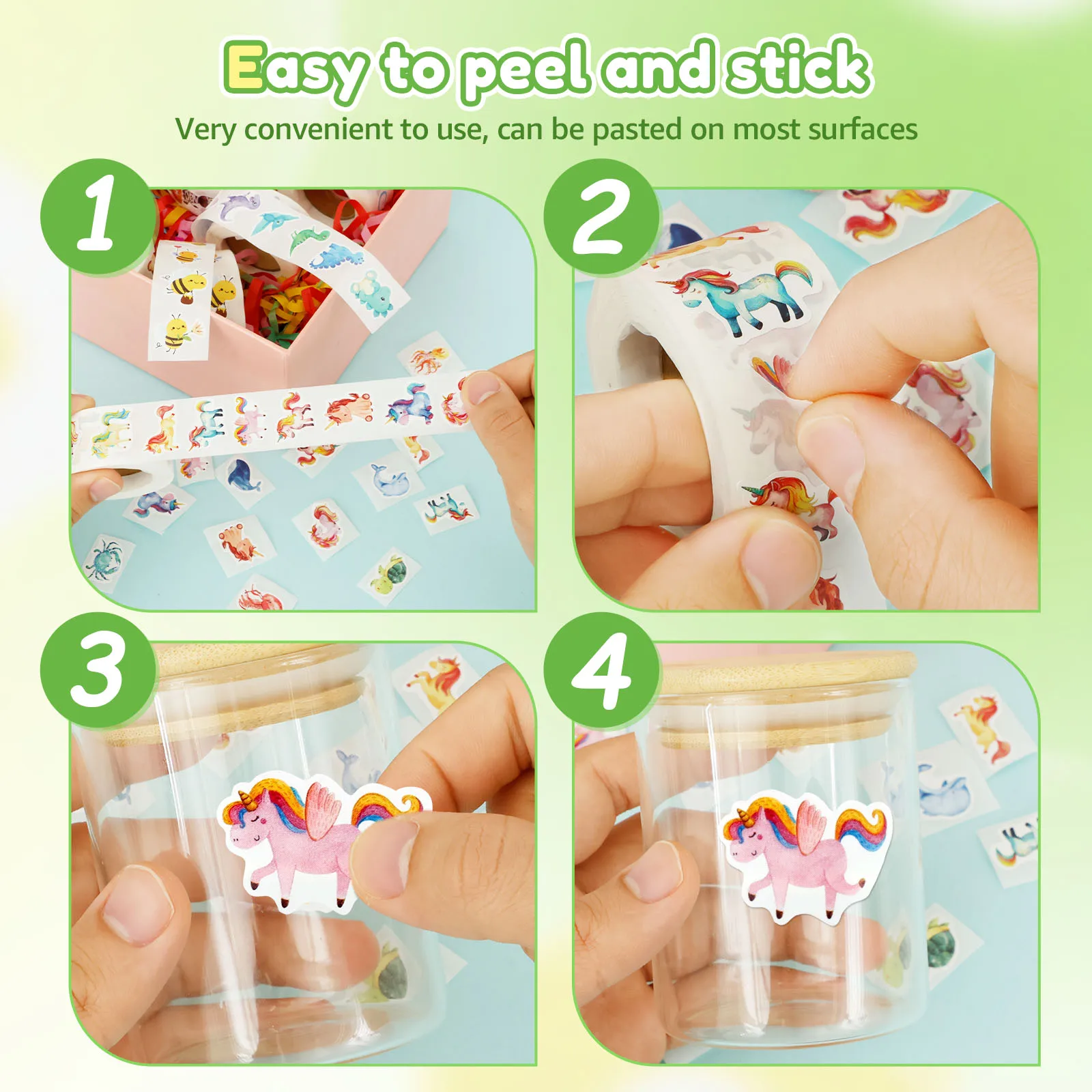 1000/9000pcs Animal Sticker Children's Motivational Sticker Different Pattern Decal for Kid Classroom Cartoon Reward Stickers