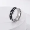 EUEAVAN Stainless Steel Jesus Cross Men Ring Black 8MM Wide Punk Hip-hop  Finger Rings Religious Christian Prayer Amulet Jewelry 5