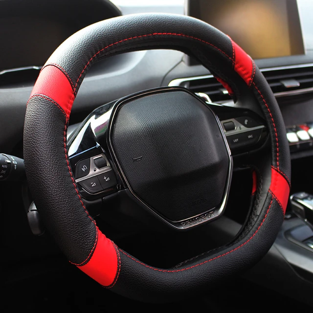 34cm Car Steering Wheel Cover Leather Non-slip Steering Wheel