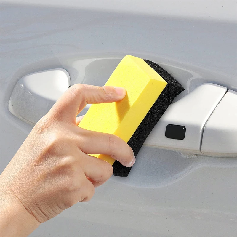 4PcsCar Wheel Cleaning Sponge Tire Polishing Cleaning Sponge Wax Applicator Pads Tire Wash Wipe Cleaning Tool Car Cleaning Brush