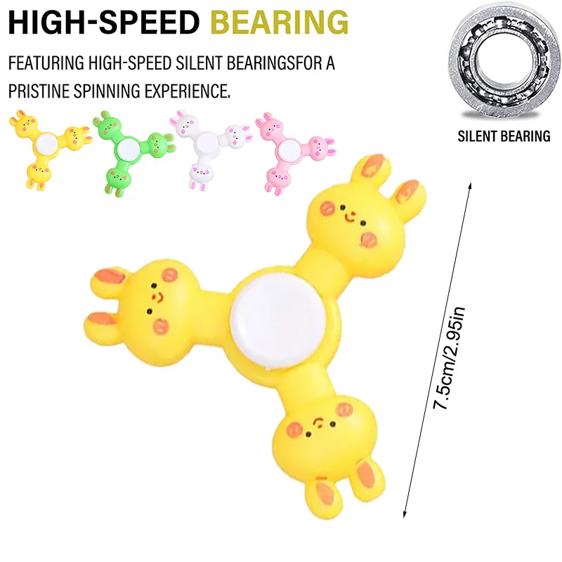 10Pcs Cartoon Bunny Rabbit Fingertip Gyro Stress Reliver Toy Kids Birthday Party Favors Easter Theme Goodie Bag Pinata Fillers