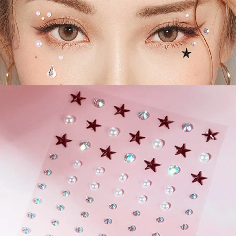 6 SHEETS RHINESTONE Face Stickers Rhinestones Miss Makeup Diamonds