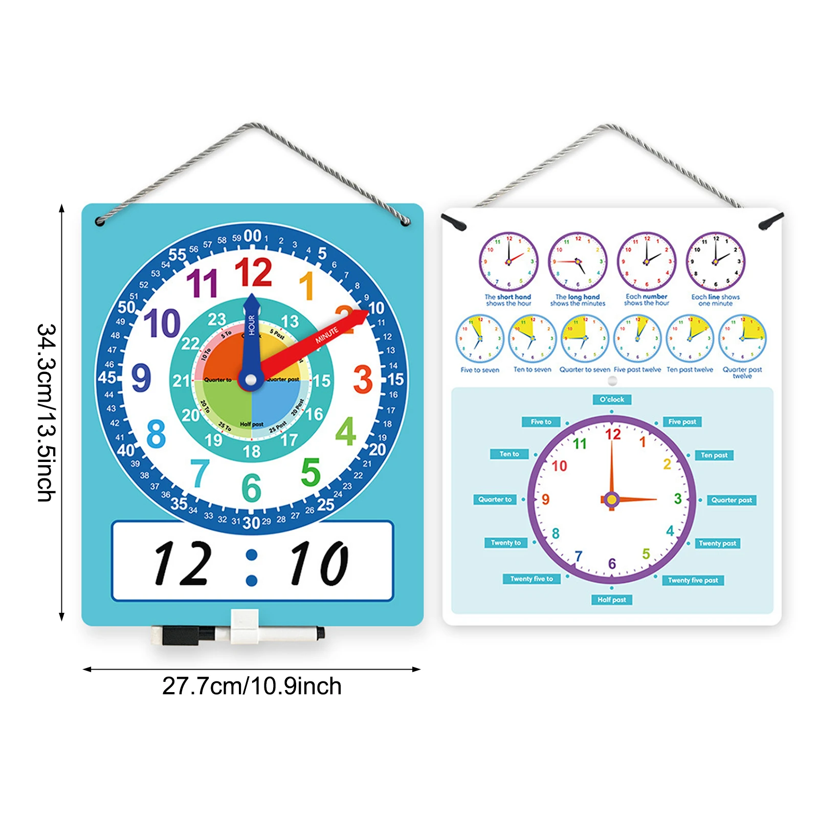 Children's Clock Model Primary School Children's Clock Teaching Aids Teaching Time Cognitive Learning Tools Clear Labels - 6