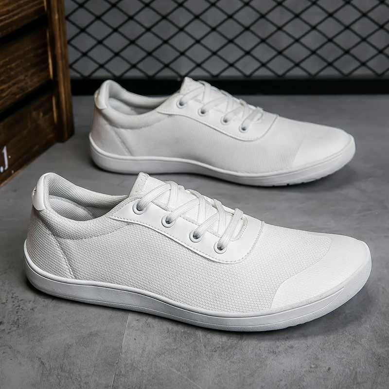 New Men's Wide Barefoot Canvas Sneaker 2024 Fashion Flats Soft Zero Drop Sole Wider Toe Light Weight Fashion Sneakes Big Size 48 3
