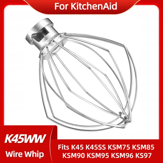 Polished Stainless Steel Dough Hook and 6-Wire Whip Whisk Attachment for  Kitchenaid 4.5-5Qt Tilt-Head Stand Mixer, For Kitchenaid Attachments for