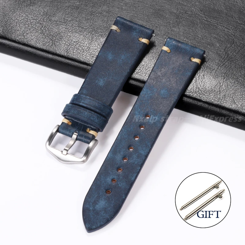 Ремешок из натуральной воловьей кожи для Panerai, универсальный браслет для часов Omega, винтажный, 18 мм 19 мм 20 мм 21 мм 22 мм 23 мм 24 мм