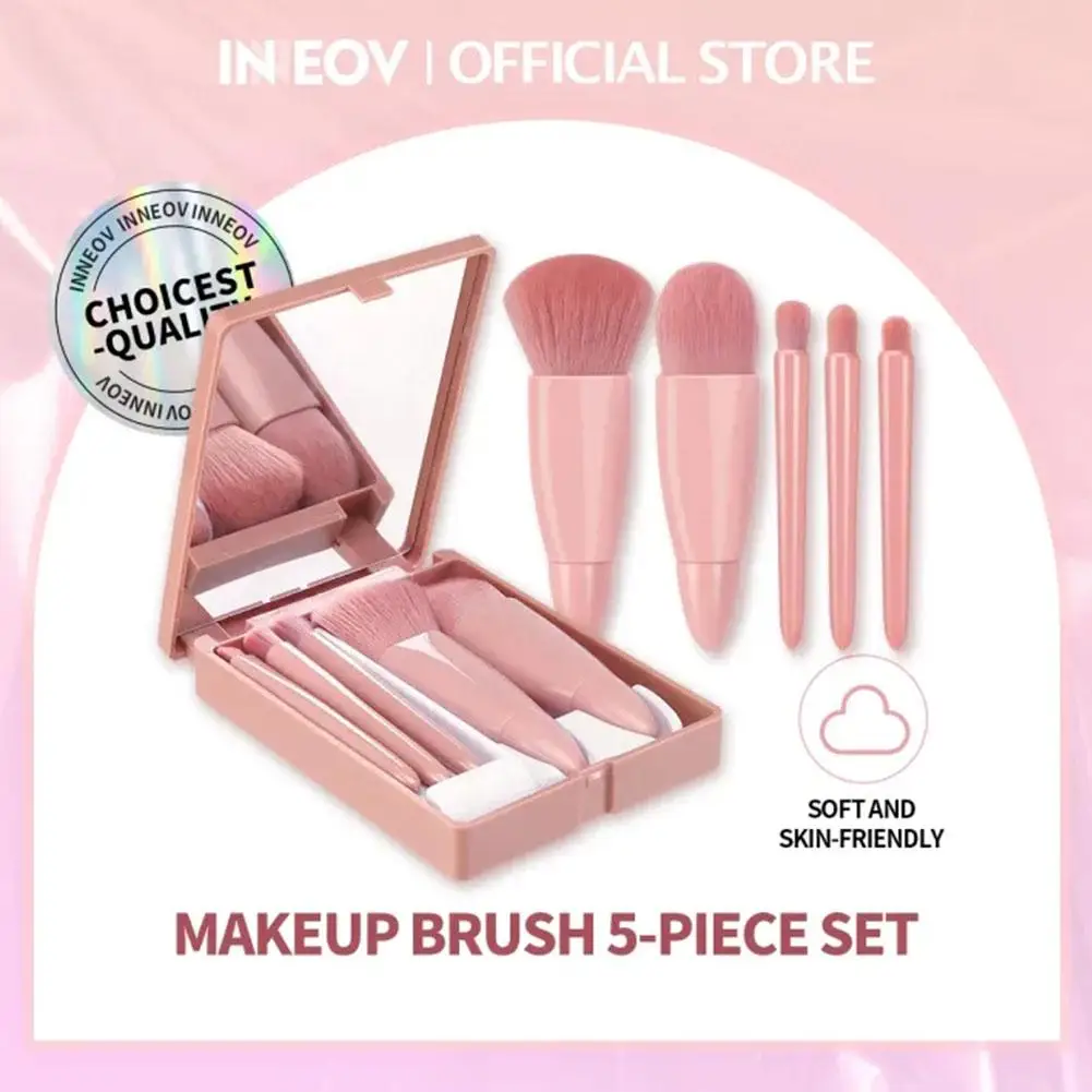 Description Picture 4 of item5Pcs Portable Makeup Brush Set With Mirror - Foldable Travel Kit ,Mini Makeup Brush Set Travel Makeup Brush Set