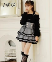 Original Japanese Mines Lolita Strap Skirts Women High Waist and Thin Frilly Pleated Skirt College Style Liz Girl Plaid Skirt - Image 6