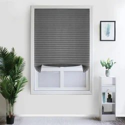 Versatile White Temporary Window Shade - Light Filtering, Pleated Fabric, Self-Adhesive Room Darkening Blind - 90cm W x 180cm L (Blind Shade  Grey)